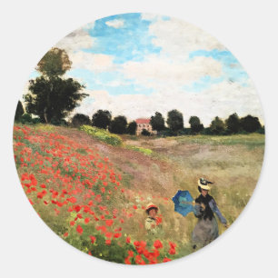 Adesivo Redondo Monet - Papoulas Silvestres perto de Argenteuil,