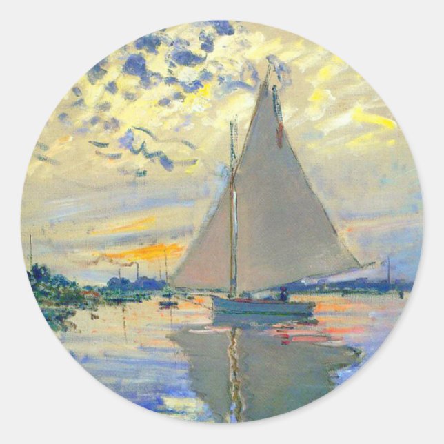 Adesivo Redondo Monet Sailboat no Le Petit-Gennevilliers (Frente)