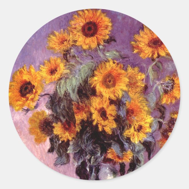 Adesivo Redondo Monet Sunflower Stickers (Frente)