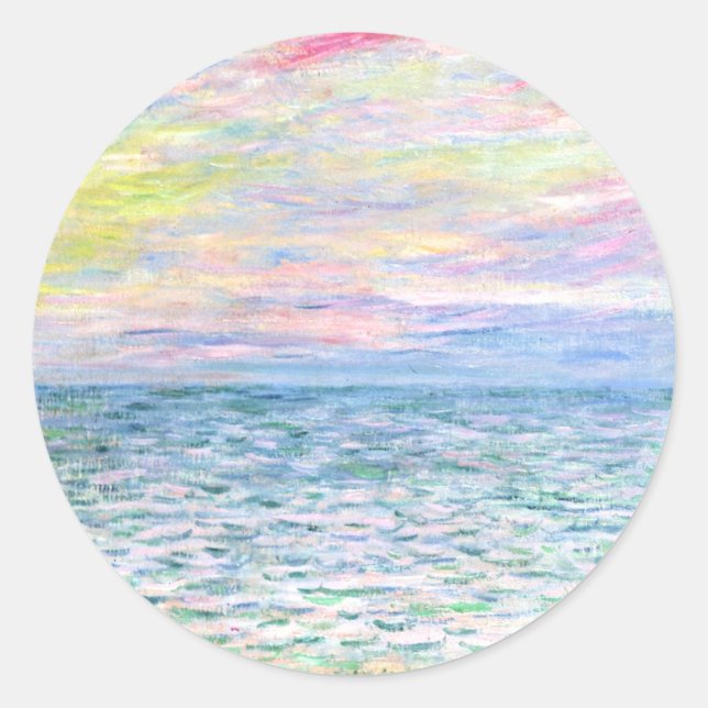 Adesivo Redondo Monet - Sunset em Pourville, belas artes, (Frente)