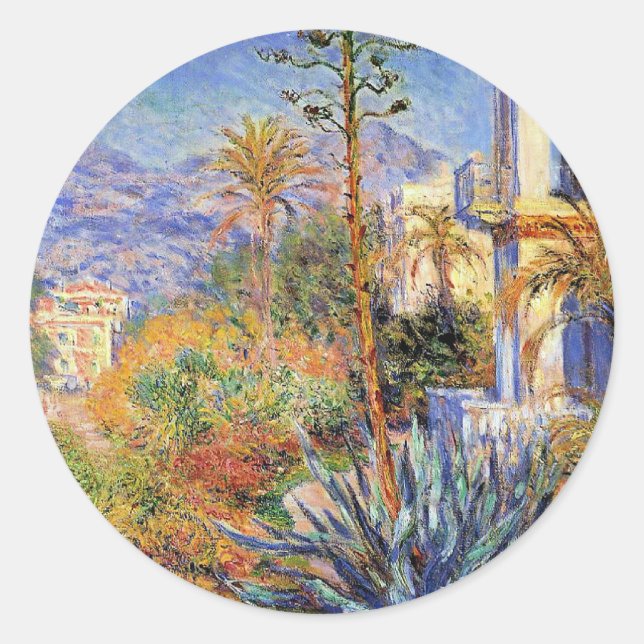 Adesivo Redondo Monet - Vilas em Bordighera, (Frente)
