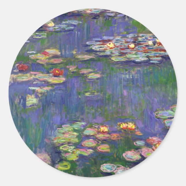 Adesivo Redondo Monet Water Lily - Pintura de plataforma (Frente)