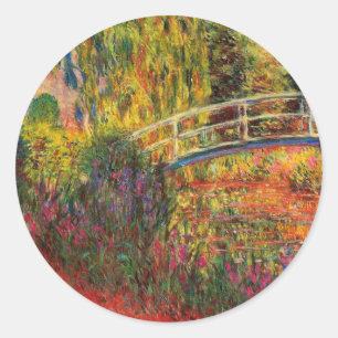 Adesivo Redondo Monet Water Lily Pond and Water Irises