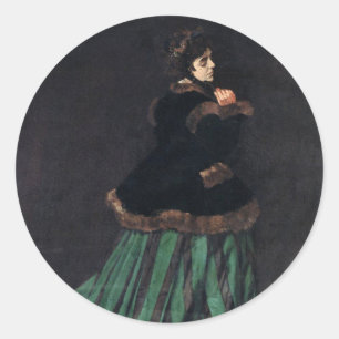 Adesivo Redondo Monet Woman em Vestido Verde