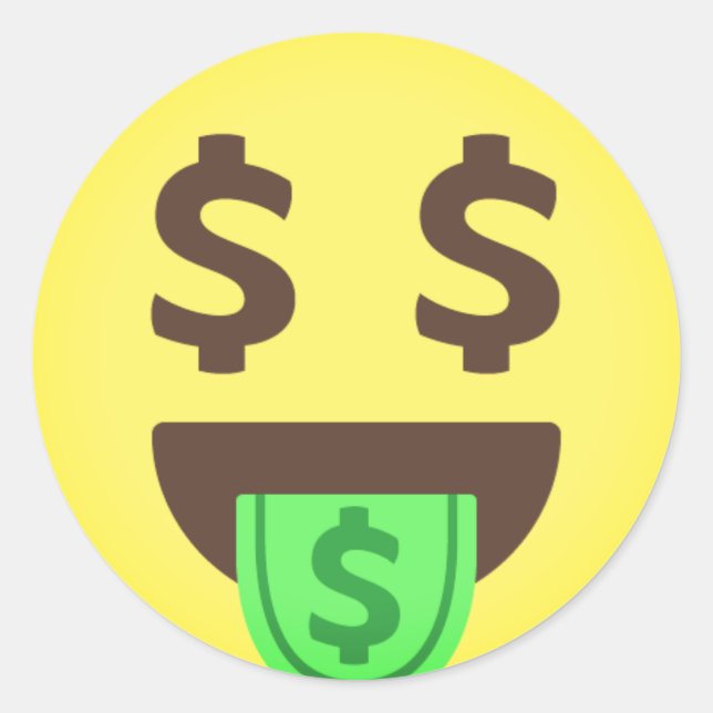 Adesivo Redondo Money Dólar Sinaliza Emoji (Frente)