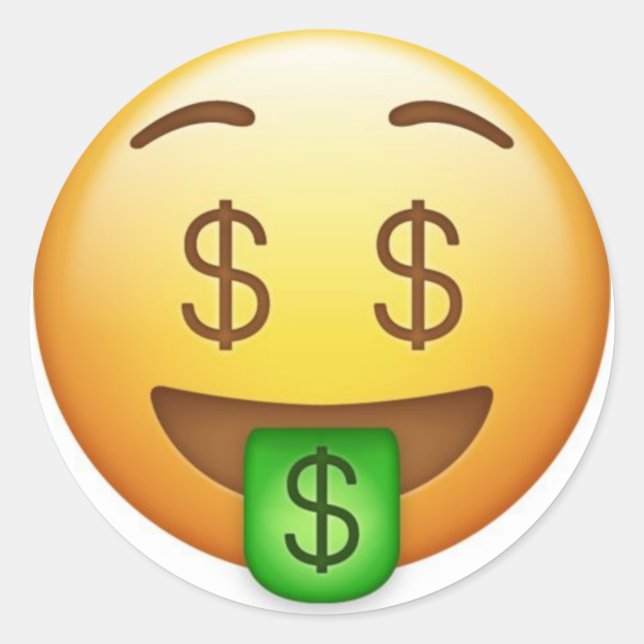 Adesivo Redondo Money Mouth Hilarious Emoji (Frente)