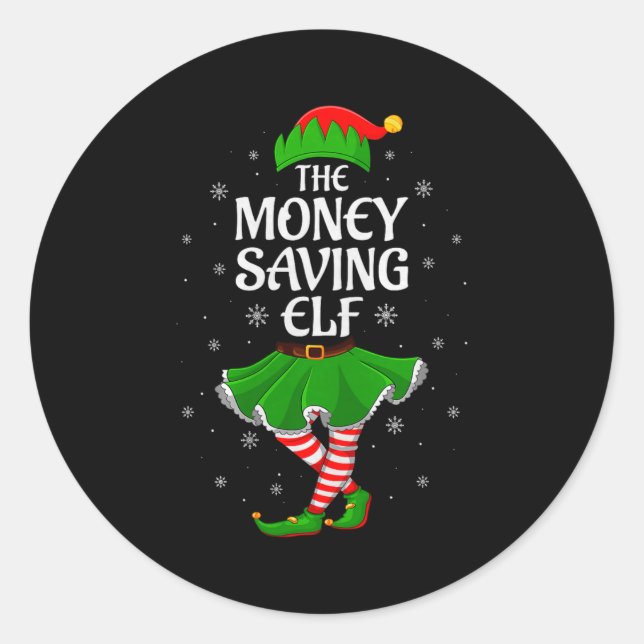 Adesivo Redondo Money Saving Elf Christmas Family Girls Women Elf  (Frente)