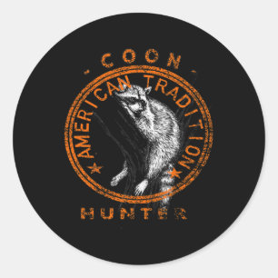 Adesivo Redondo Monge Hunter American Patriotic Raccoon caçando Tr