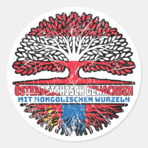 Adesivo Redondo Mongolei Mongolisch Österreichisch Österreich Baum