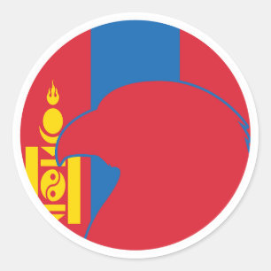 Adesivo Redondo Mongólia Falcão Bandeira Nacional Mongólia