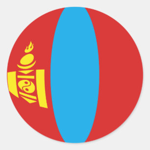 Adesivo Redondo Mongólia Fisheye Flag Sticker
