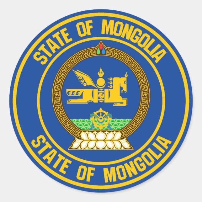 Adesivo Redondo Mongólia Round Emblem (Frente)