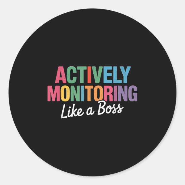 Adesivo Redondo Monitoramento Ativo Como Uma Equipe De Testes De E (Frente)