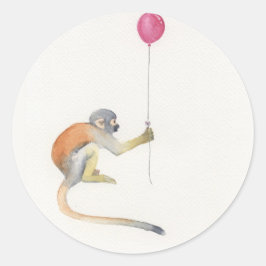 Adesivo Redondo Monkey Balloon Party Stickers