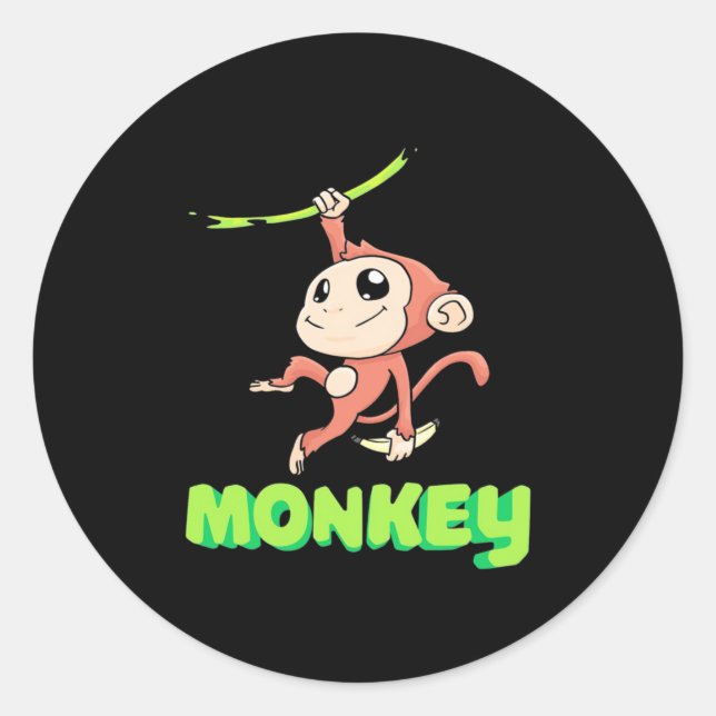 Adesivo Redondo Monkey Banana (Frente)