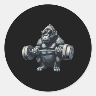 Adesivo Redondo Monkey Gorilla Bodybuilding Musical Malhação Gym