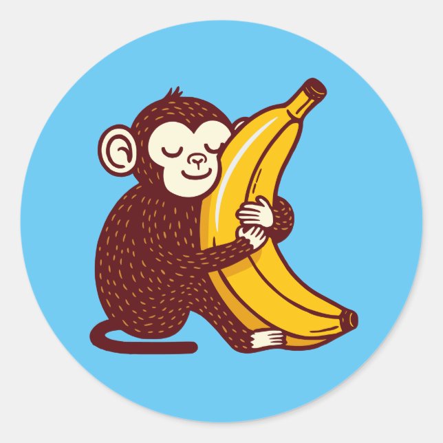 Adesivo Redondo Monkey Love Banana (Frente)