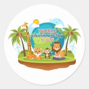 Adesivo Redondo Monkey Selle Animal do Dia Mundial do Ambiente