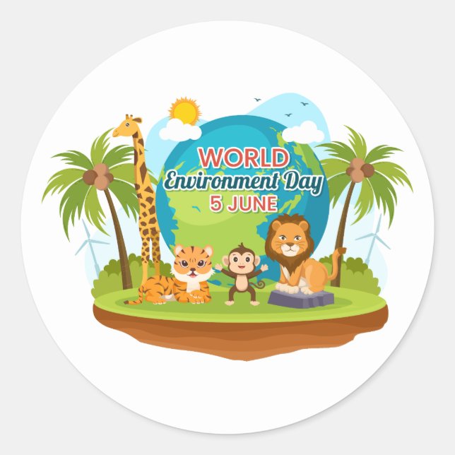 Adesivo Redondo Monkey Selle Animal do Dia Mundial do Ambiente (Frente)