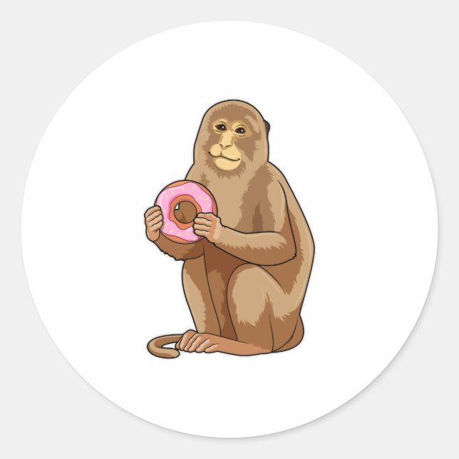 Adesivo Redondo Monkey with Donut (Frente)
