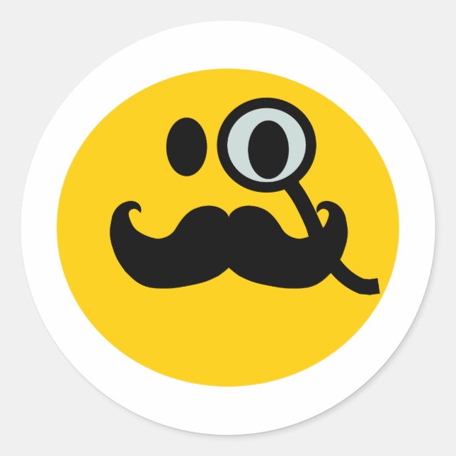 Adesivo Redondo Monocle & Mustache - Fundo personalizável) (Frente)