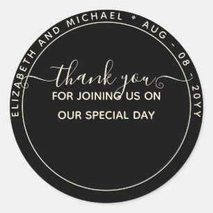 Adesivo Redondo Monocromo Obrigado A Favorecer Rótulos