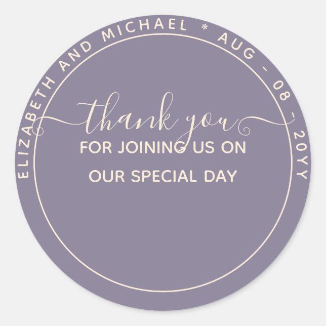 Adesivo Redondo Monocromo Obrigado A Favorecer Rótulos (Frente)