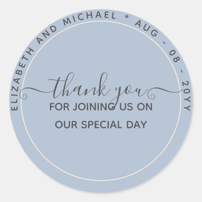 Adesivo Redondo Monocromo Obrigado A Favorecer Rótulos (Frente)