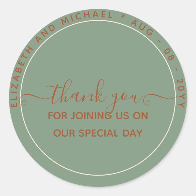 Adesivo Redondo Monocromo Obrigado A Favorecer Rótulos (Frente)