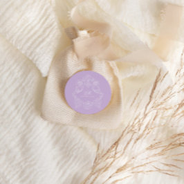 Adesivo Redondo Monogram Crest Ornament Purple Violet Wedding