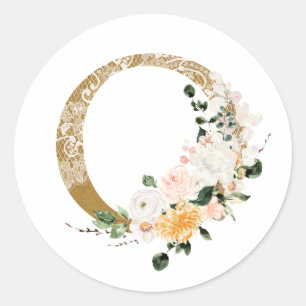 Adesivo Redondo MONOGRAM de casamento de primavera de verão