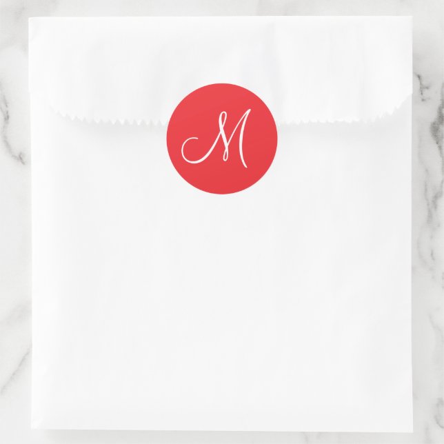 Adesivo Redondo MONOGRAM M, Red and White, (Bolsa)