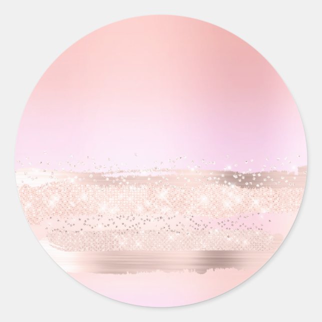 Adesivo Redondo Monogram Spark Rose  Blush Maquiagem Pastéis Belez (Frente)