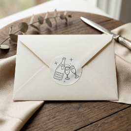 Adesivo Redondo Monogram Wedding Whimsical Doodles Grey and White