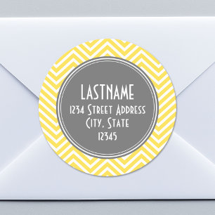 Adesivo Redondo Monograma amarelo e cinzento do costume do teste