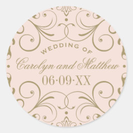 Adesivo Redondo Monograma Antiquado de Casamento Floreado com Blus