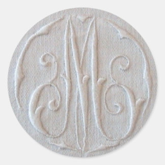 Adesivo Redondo Monograma Antiquado Linen 'M'
