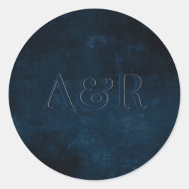 Adesivo Redondo Monograma azul-marinho-Sticker,