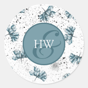 Adesivo Redondo Monograma azul pintado à mão