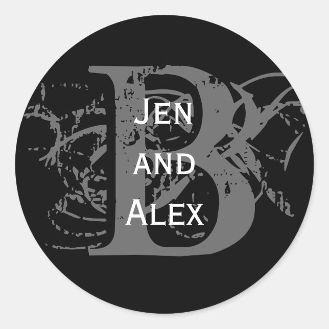 Adesivo Redondo Monograma B e Nomes (Frente)