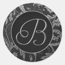 Monograma B, Prata e Casamento tema damasco preto