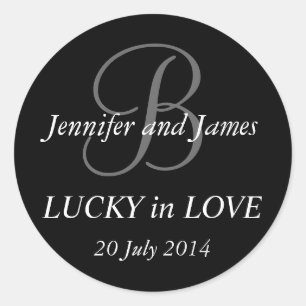 Adesivo Redondo Monograma B Stickers para Casamentos Pretos