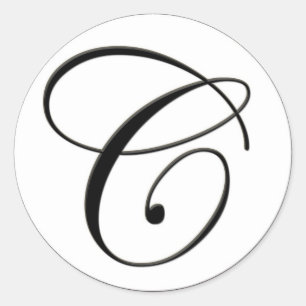 Adesivo Redondo Monograma branco e preto elegante C