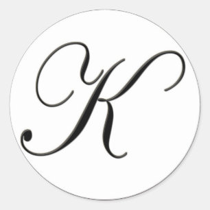 Adesivo Redondo Monograma branco e preto elegante K