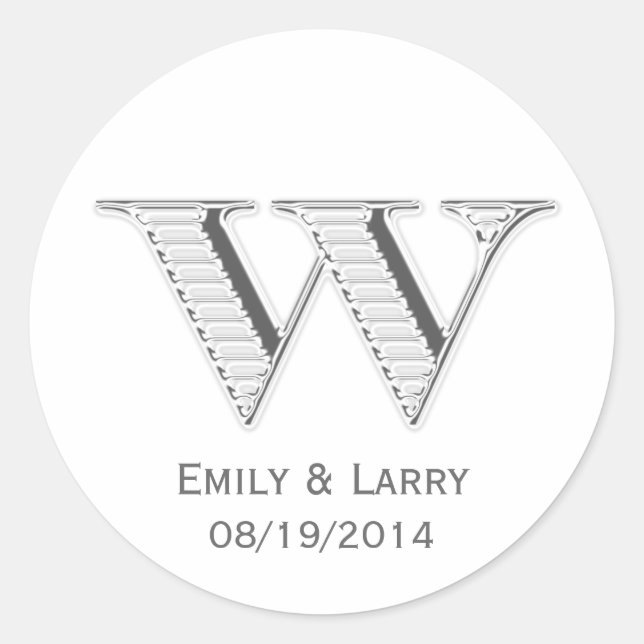 Adesivo Redondo Monograma branco impresso - Prefeito do casamento  (Frente)