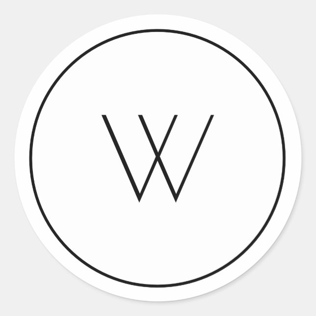 Adesivo Redondo Monograma branco minimalista - Letra Solteiro simp (Frente)