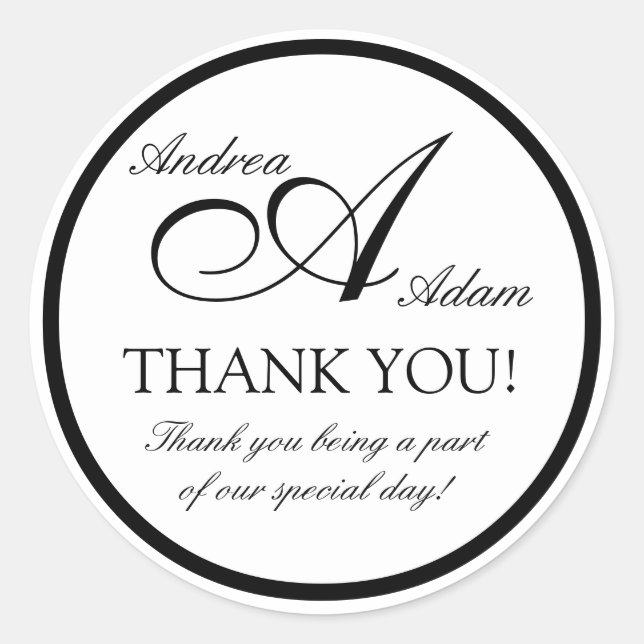 Adesivo Redondo Monograma branco preto A Vinhetas favoritas de cas (Frente)