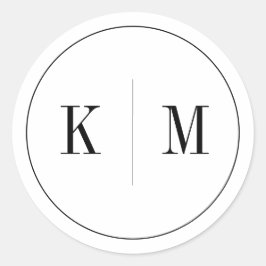 Adesivo Redondo Monograma branco preto elegante