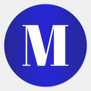 Adesivo Redondo Monograma Branco sobre o Ombre Azul Real