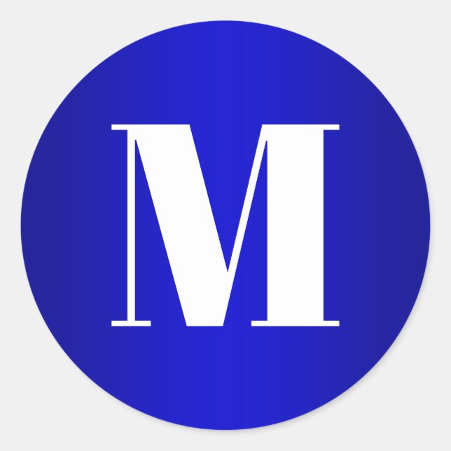 Adesivo Redondo Monograma Branco sobre o Ombre Azul Real (Frente)